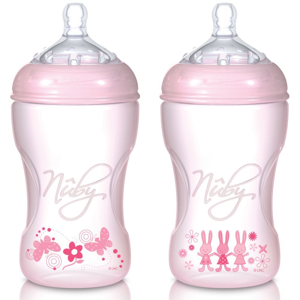 Luv N Care 1-Pack 10 oz. Light Pink Tinted & Printed Bottle with Medium Flow Nipple at Sears.com