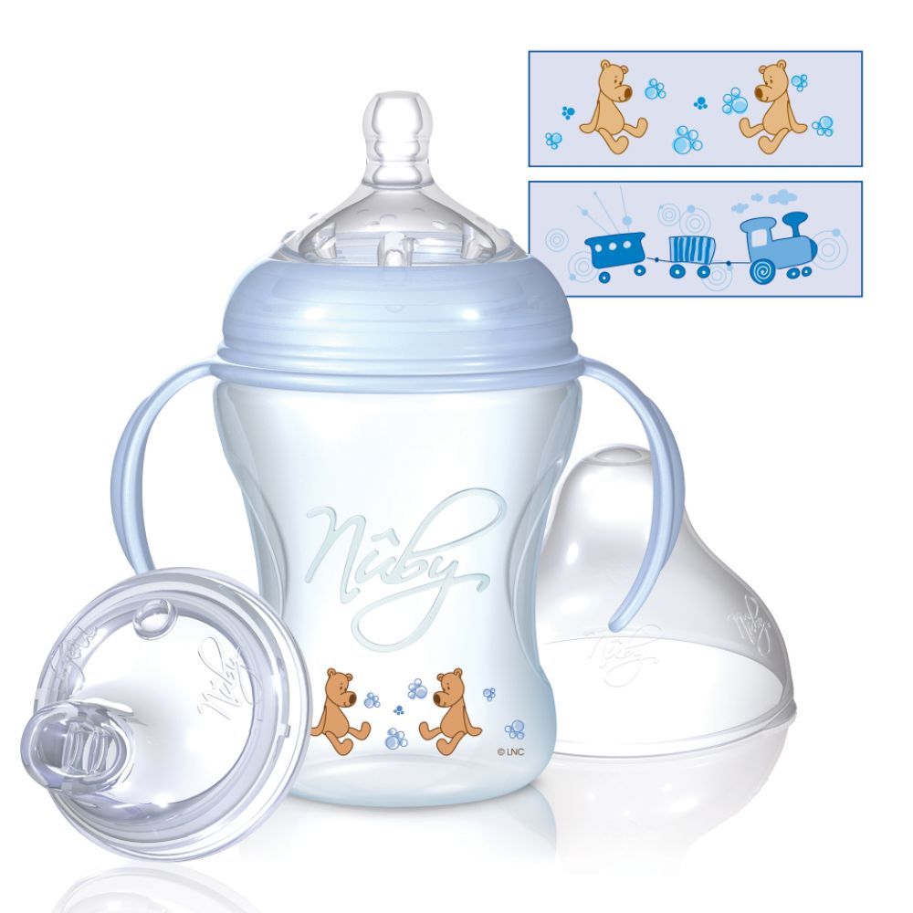Luv N Care 8 oz. Light Blue Tinted & Printed