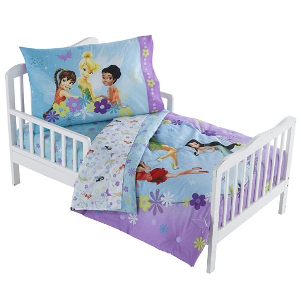Disney Fairies Pixie Dots & Flowers 4-Piece Toddler Bed Set 