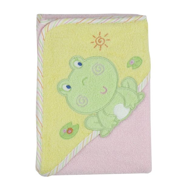 Cuddletime Newborn Girl's Frog Embroidered Hooded Towel