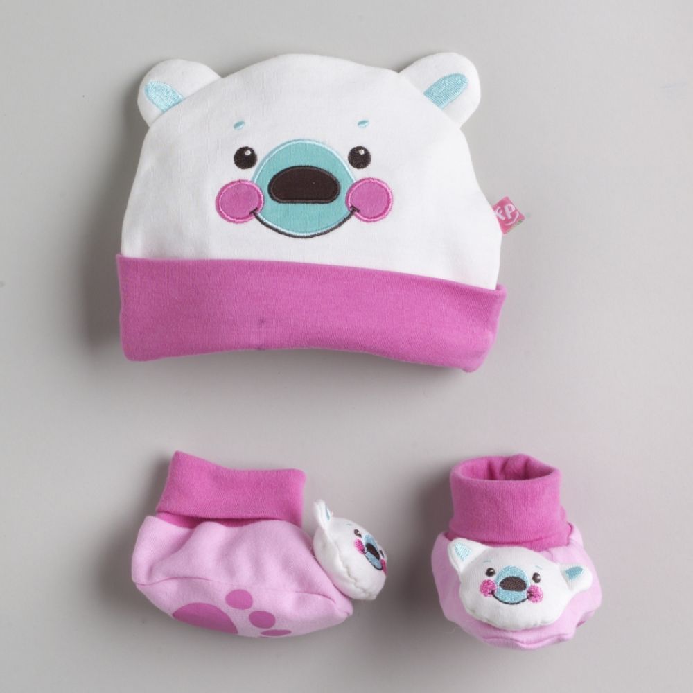 Girl's Precious Planet Polar Bear Cap & Bootie Set