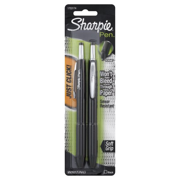 Sharpie Pens Retractable Fine Point Black 2 pens
