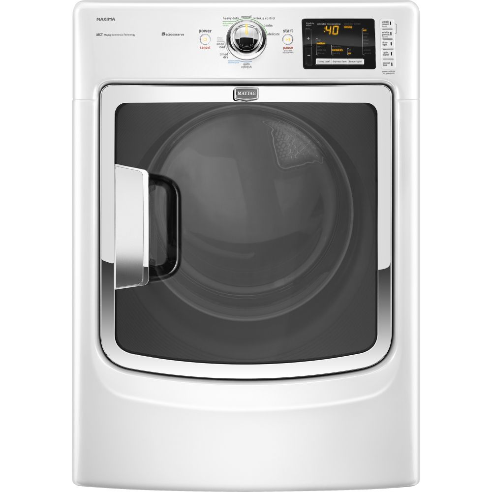 Maytag 7.4 cu. ft. Electric Front-Load Steam Dryer, White