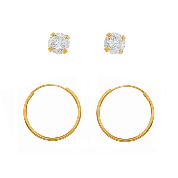 18k Yellow Gold Over Sterling Silver 5mmcubic Zirconia Stud And 1. 21741611