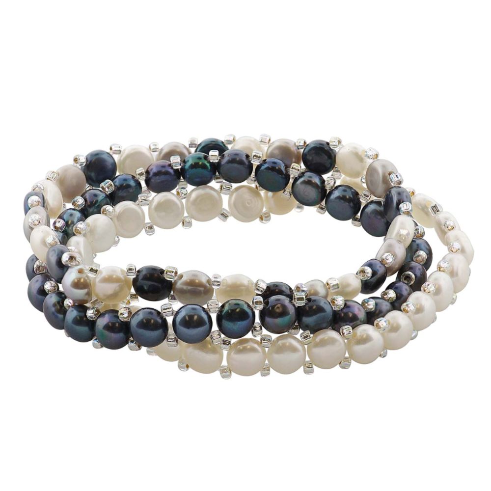 Cultured Freshwater Pearl Bracelet Triple Strand Multi-Colored at Kmart.com