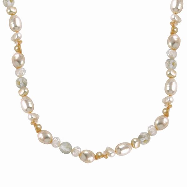 Pearl, Quartz and Citrine 18-Inch Necklace Sterling Silver