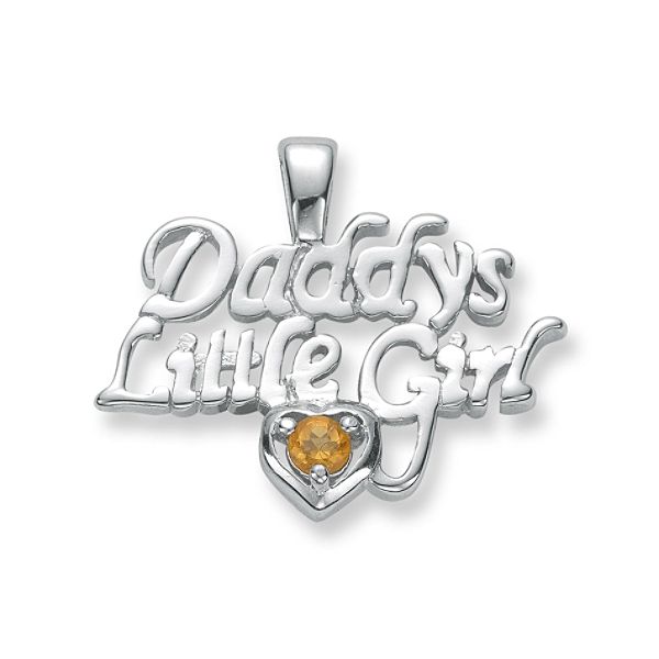Citrine Daddy's Little Girl Charm in Sterling Silver