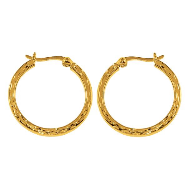 18k Yellow Gold Over Sterling Silver 5mmdiamond Cut Hoop Earrings 21792311