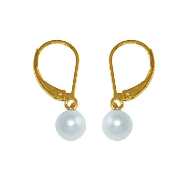 Cultured Freshwater Pearl Earrings 18k Yellow Gold Over Sterling