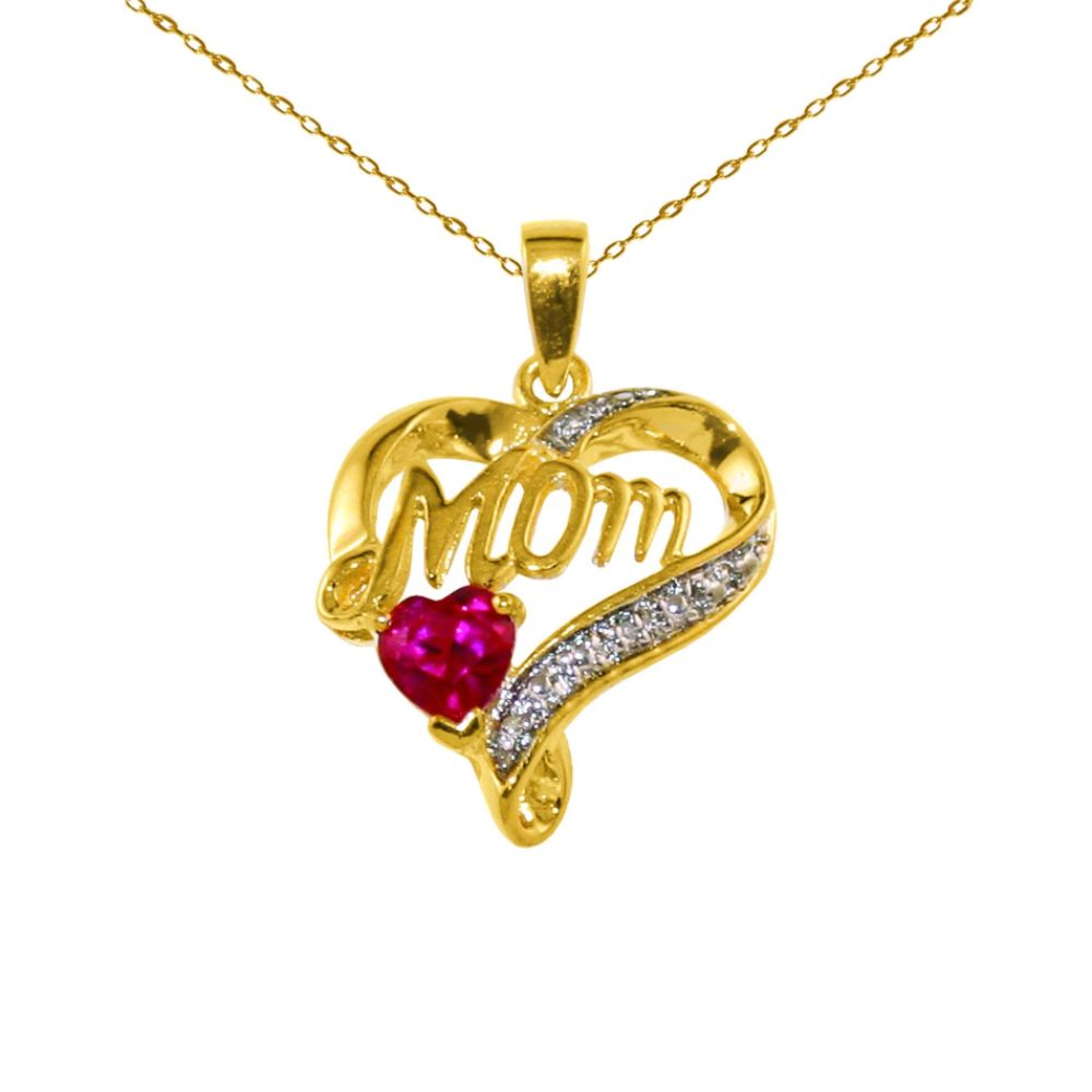 Lab Created Ruby Pendant Mom 18K Yellow Gold Diamond Accent at Kmart.com