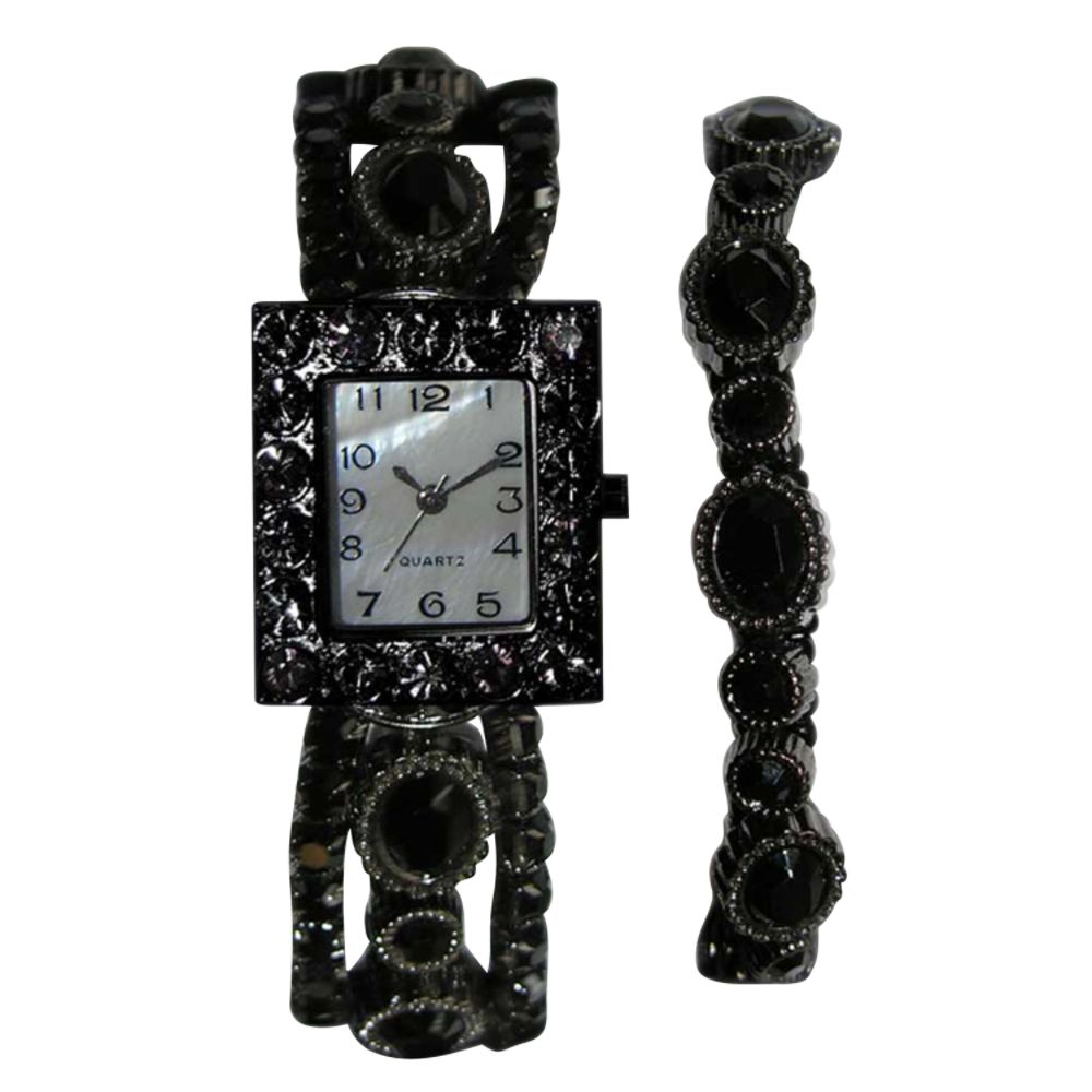 Jaclyn Smith Black Rhinestone Watch and Bangle Set at Sears.com