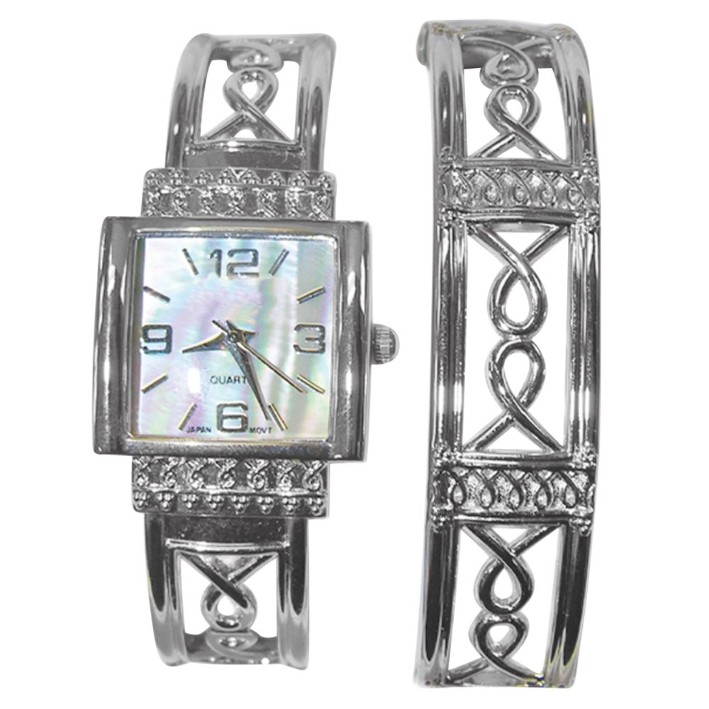 Jaclyn Smith Silvertone Filagree Square Watch and Bangle Set at Sears.com
