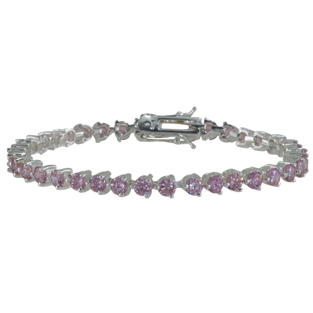 Sterling Silver and Pink Cubic Zirconia Bracelet