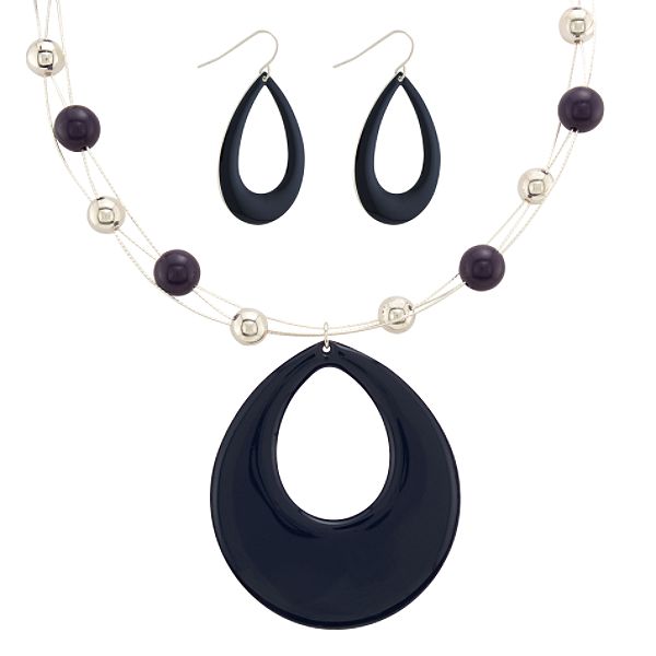 Accessories Bead Station Teardrop Pendant And Earring Set 77737-SET-22