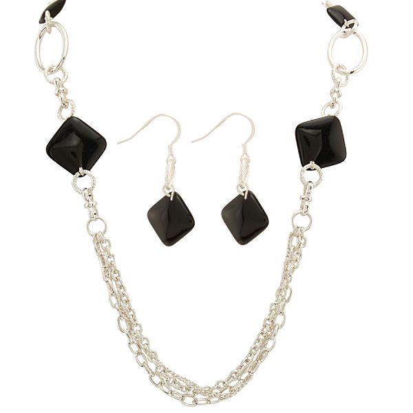 Accessories Oval Link Swag Chain And Square Bead Jewelry Set In 71497-9-21KMT