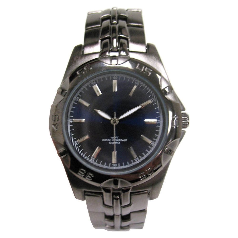 Blue Dial Watch with Silver Band