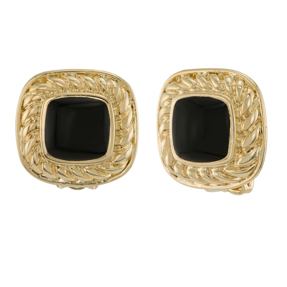Jaclyn Smith Black Square Clip Earring in Goldtone at Sears.com