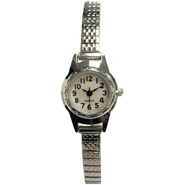 Ladies Watch W silvertone Round Case White Dial And Textured St 026W020305560001P Sears 60504KMT