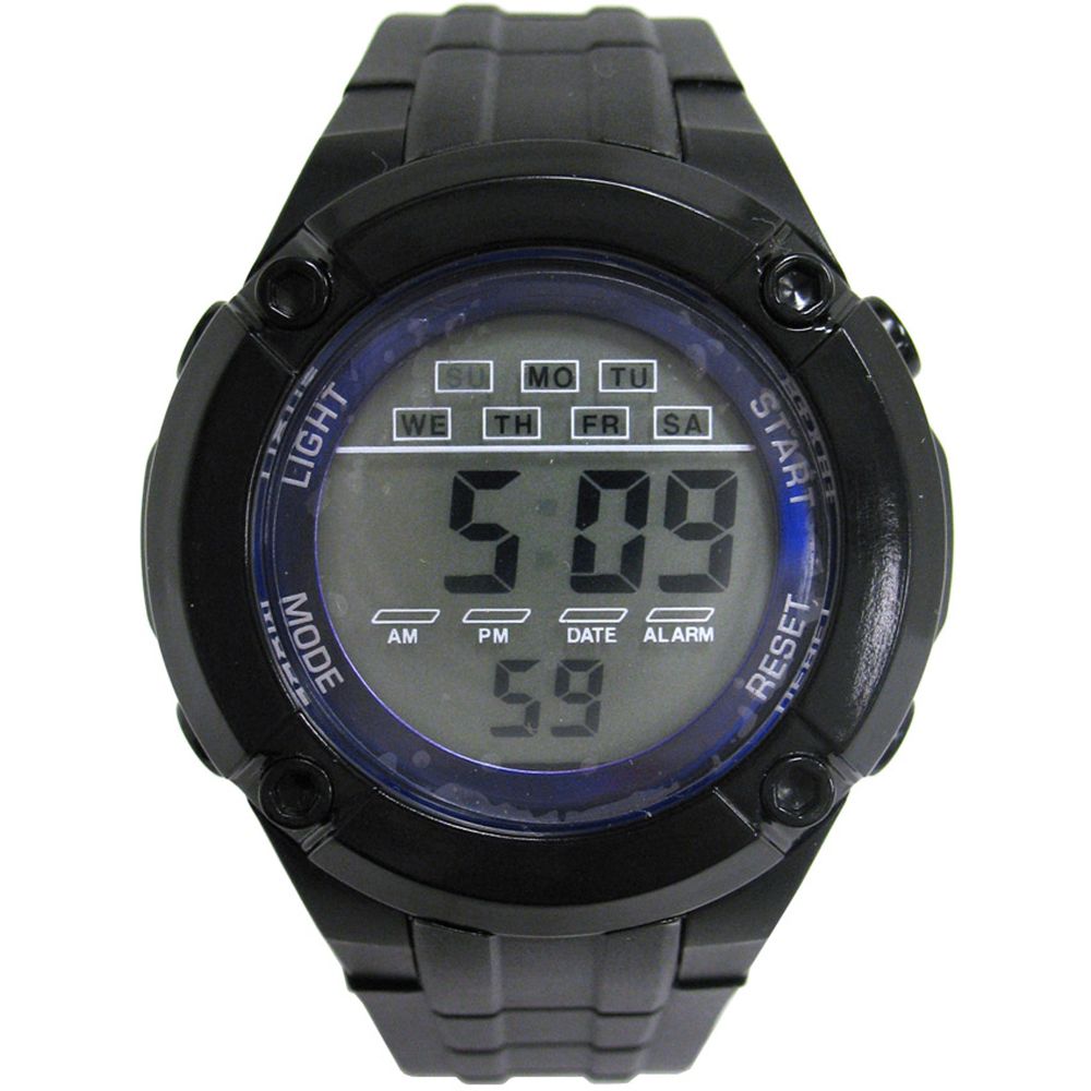 Mens Calendar Day/Date Chronograph Watch w/Round Digital Dial and Black Band at Kmart.com