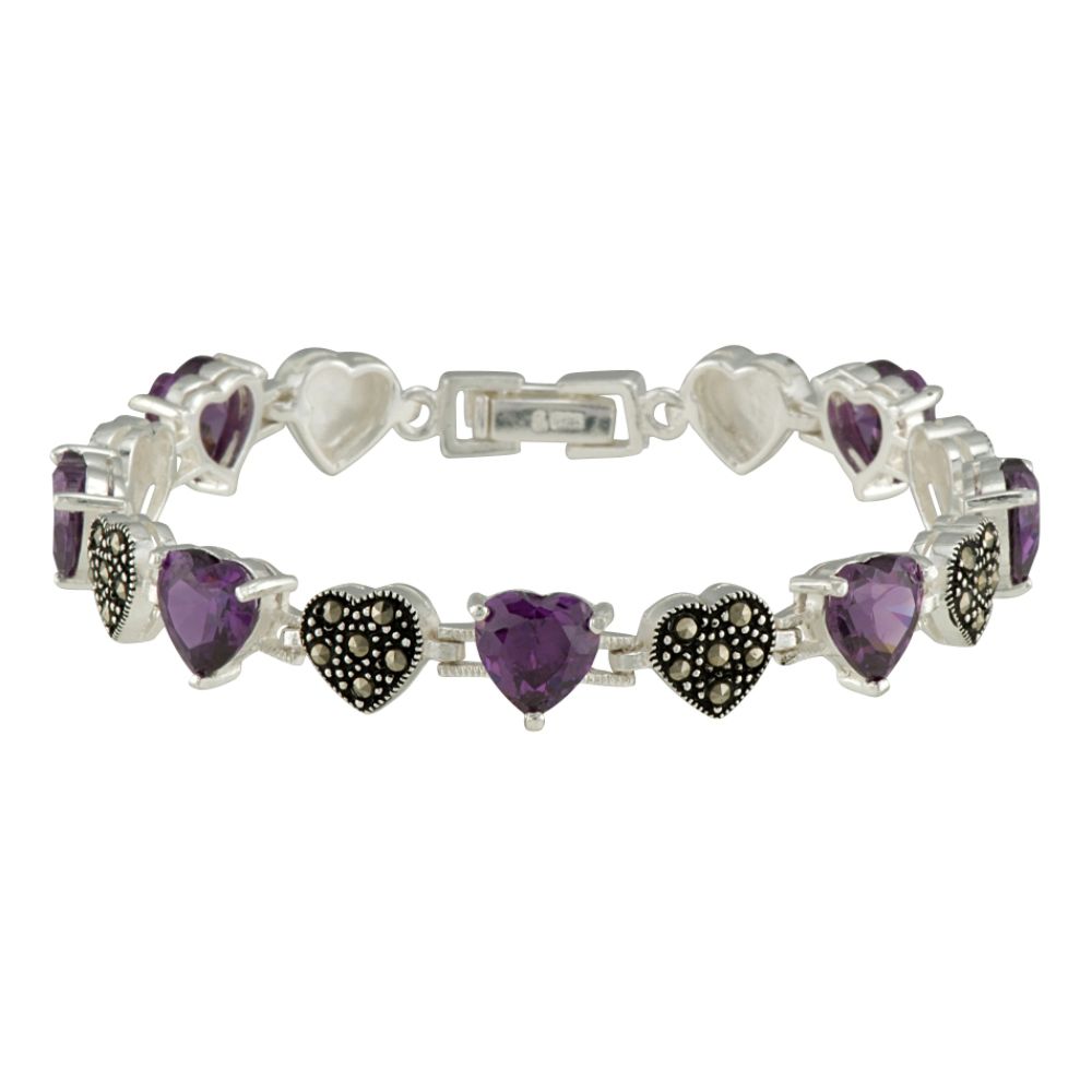Cubic Zirconia and Marcasite Sterling Silver