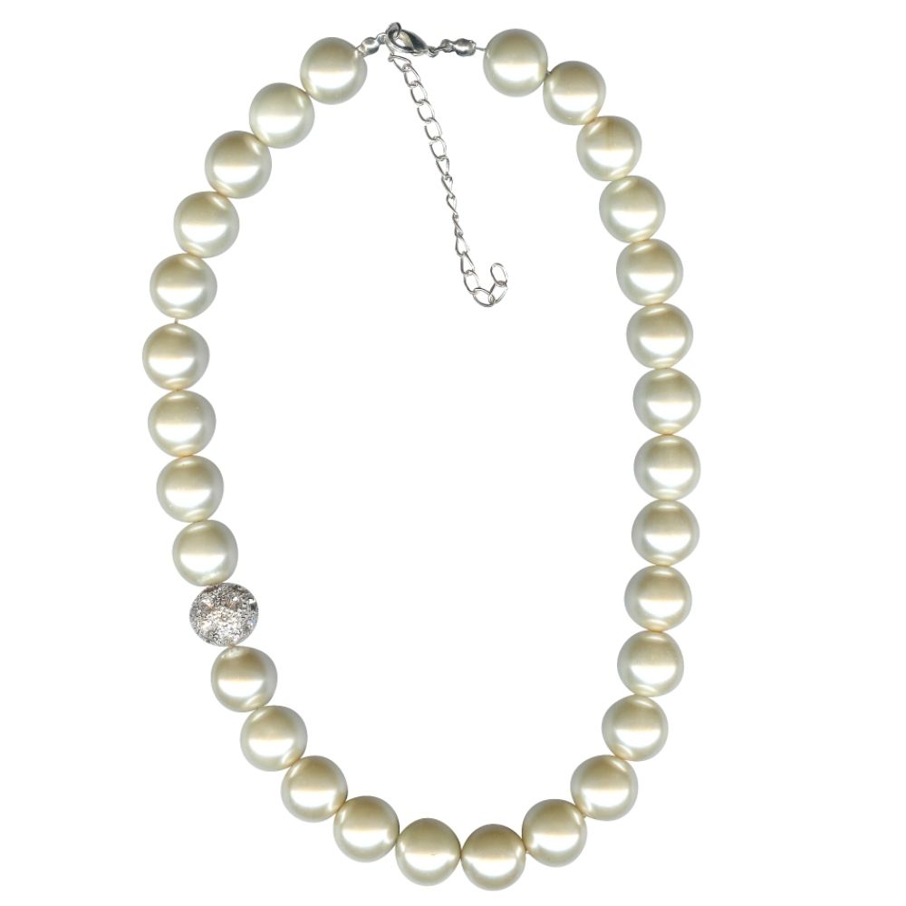Accessories 18 Inch 12 MM Cream Simulated Pearl Necklace with Crystal Ball Bead at Sears.com