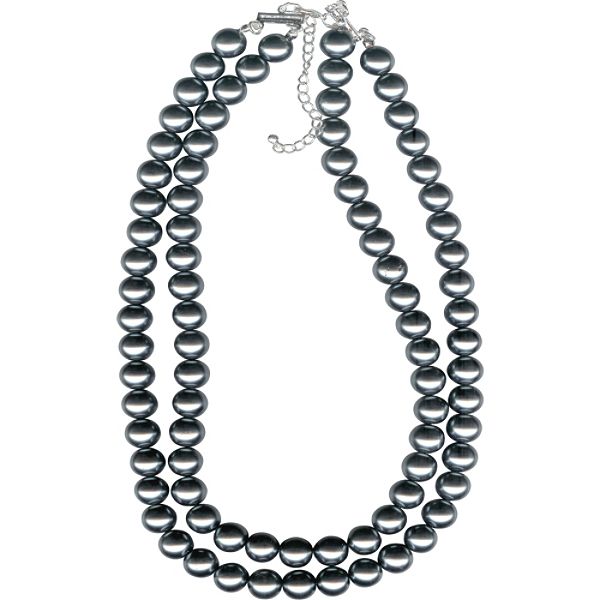 Accessories 18 Inch Double Strand Gray Simulated Pearl Necklace 161053C-02