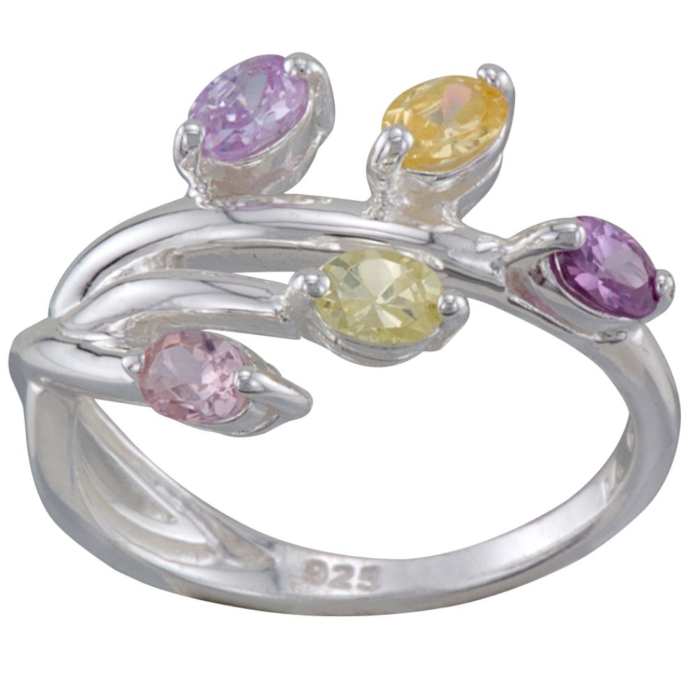Sterling Silver and Multi-Color Cubic