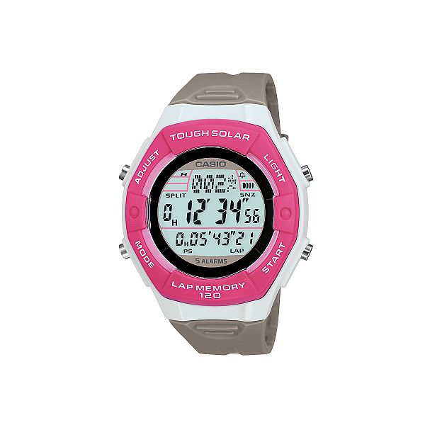 Casio Ladies Calendar Day date Solar Power Watch With Pink Case And 026W026260490001P Casio 26260490