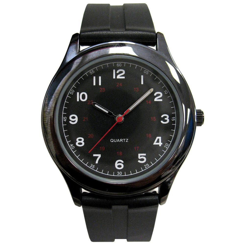&nbsp; White Dial Watch with Black Band