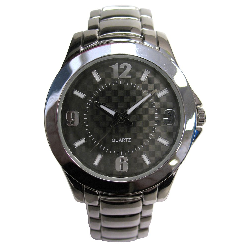 Textured Dial Watch with Silver Band