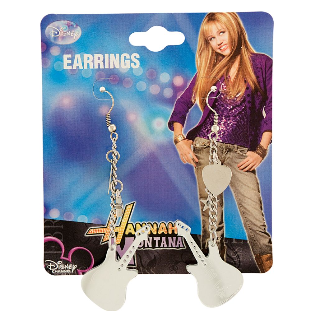 Disney Hannah Montana Guitar Earrings. Silvertone