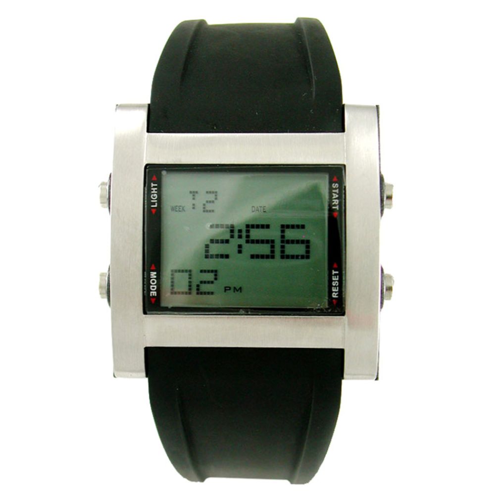Mens Calendar Day/Date Chronograph Watch w/Square Case, Digital Dial and Black Band at Kmart.com