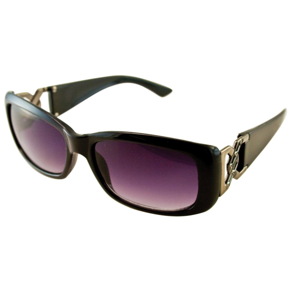 Jaclyn Smith Black Rectangle with X-Cross Hinge Sunglasses