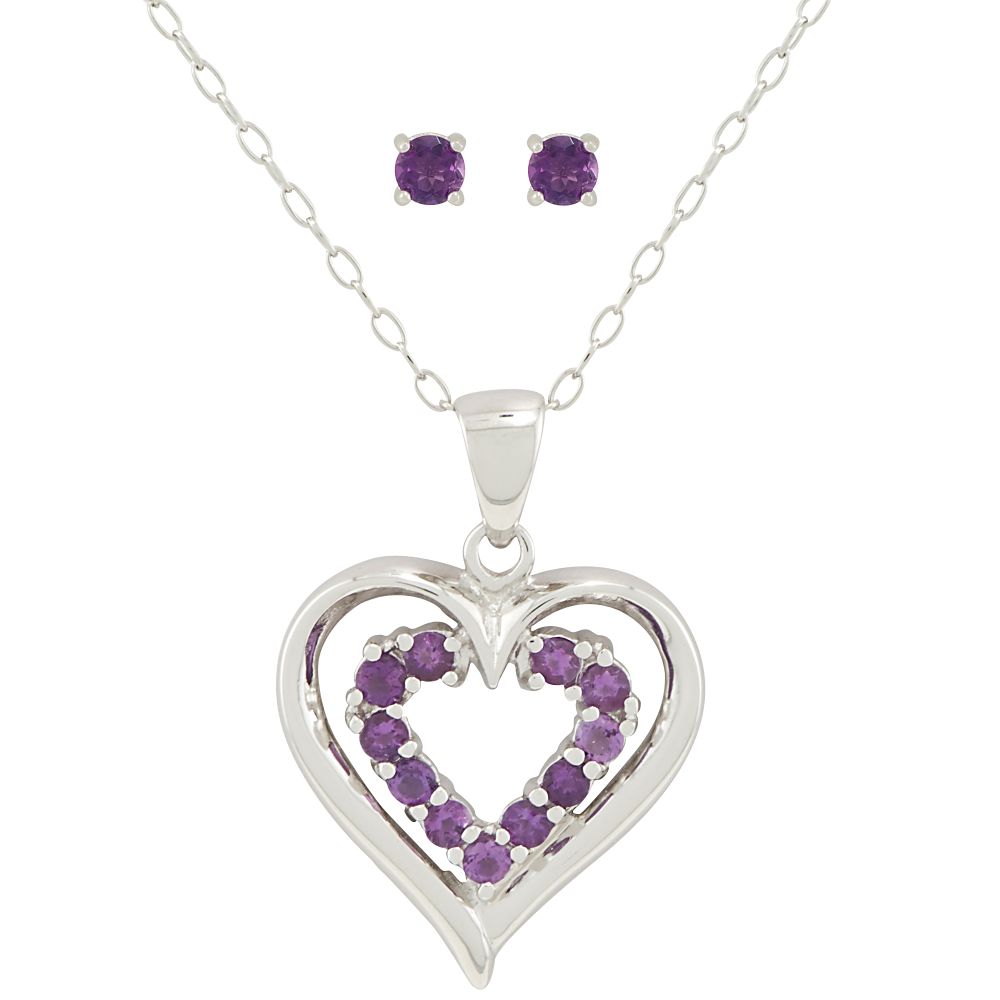 Amethyst Heart Earring and Pendant Set. Sterling Silver at Kmart.com