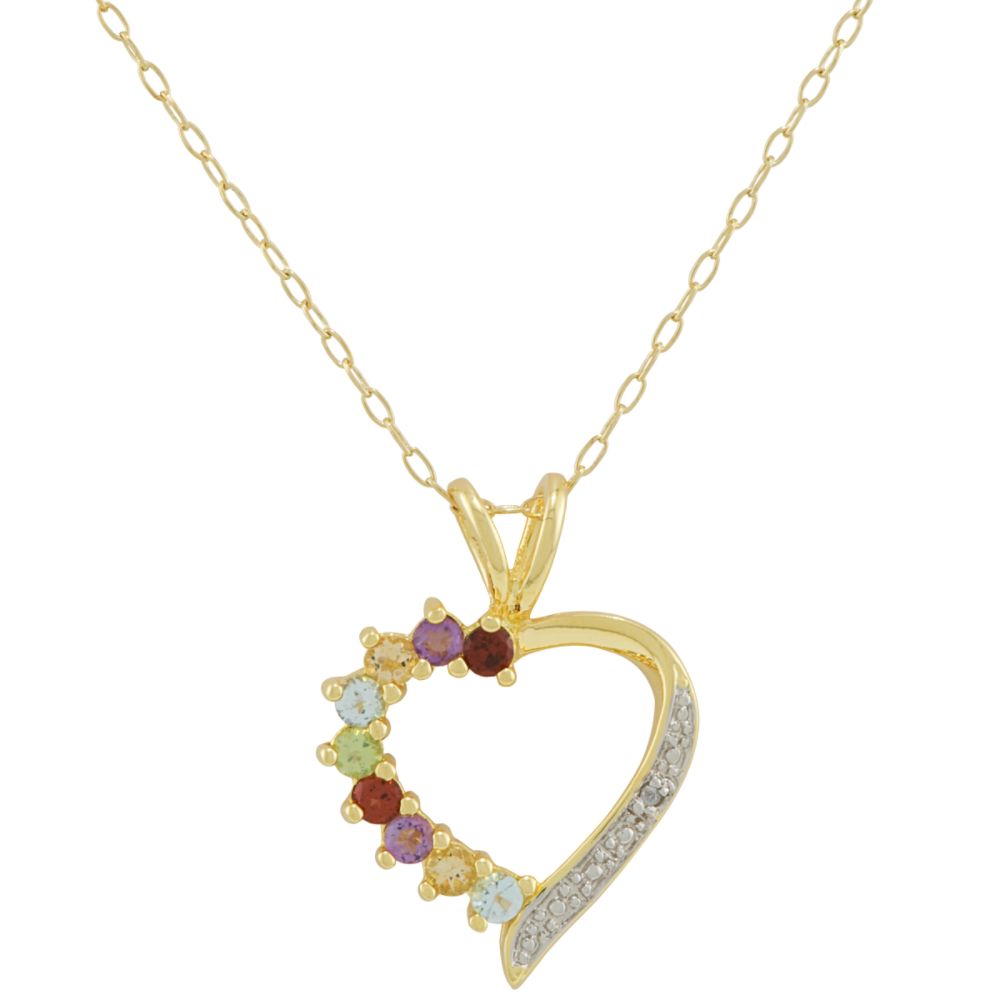 Diamond and Gemstone Heart Pendant. 18K Gold over Sterling Silver at Kmart.com