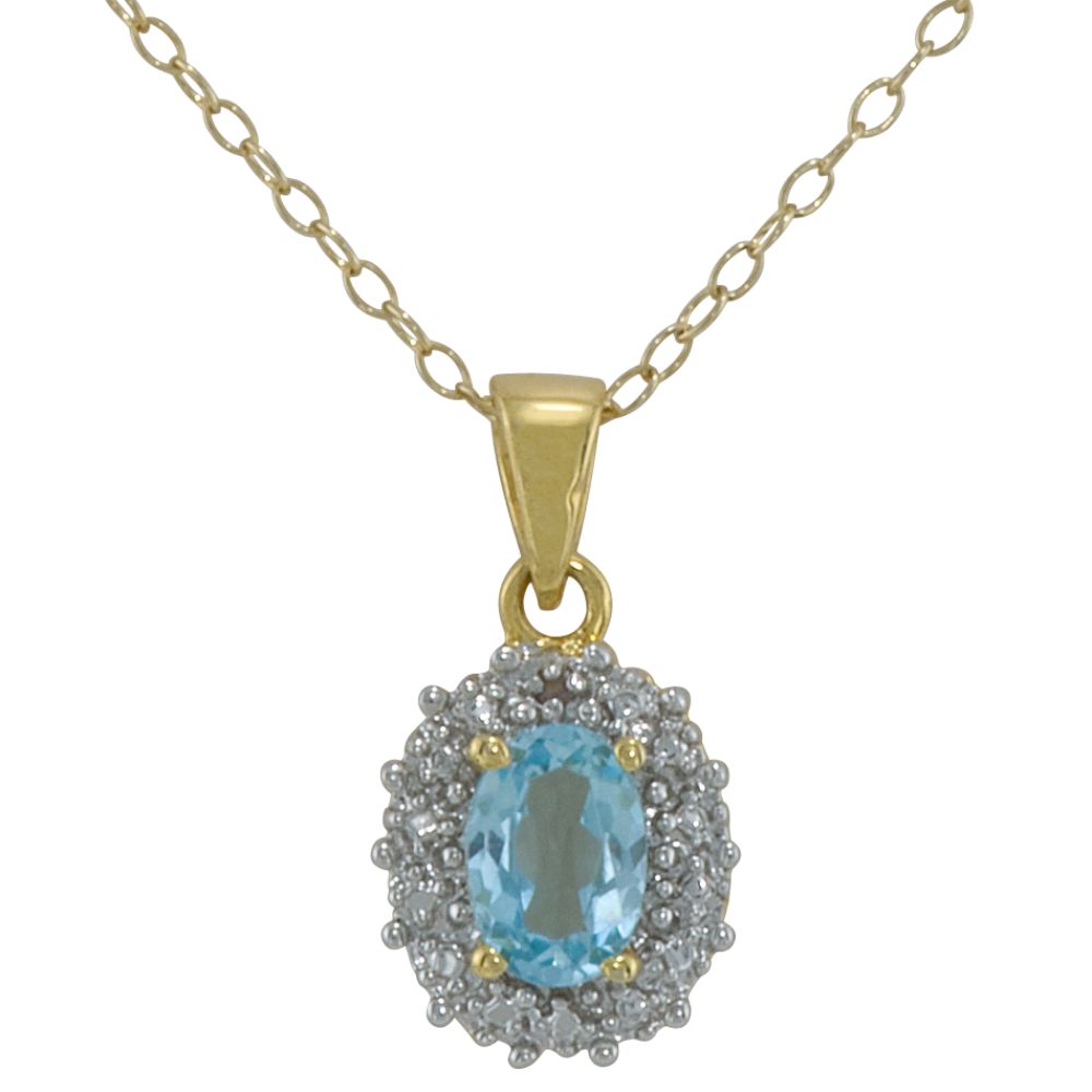 Oval Blue Topaz and Diamond Accent Pendant in Yellow Gold over Sterling Silver at Kmart.com