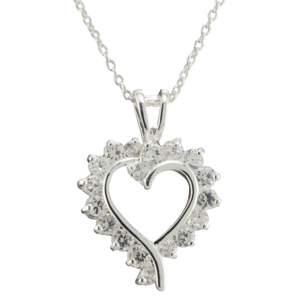 Sterling Silver Cubic Zirconia Heart Pendant
