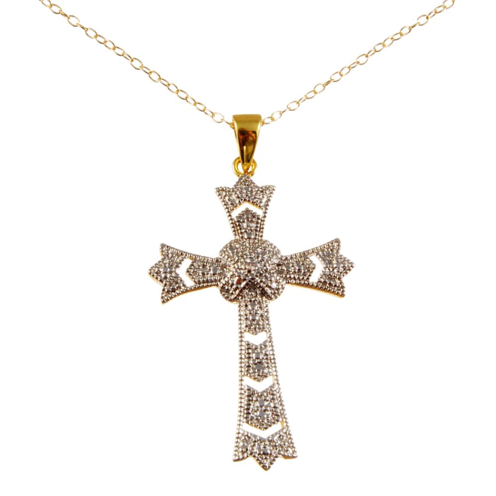 18K Gold over Sterling Silver Diamond Accent