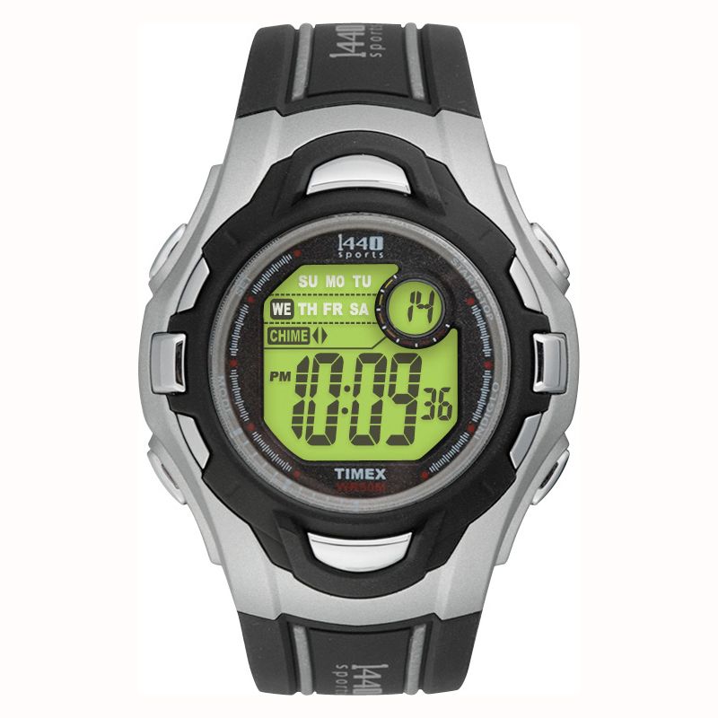 Timex Mens Calendar Date Chronograph 1440 Watch w/Digital Dial & Black/ST Resin Band at Kmart.com