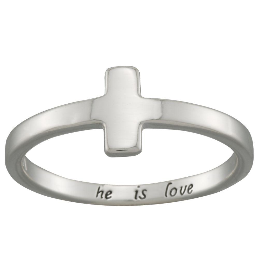 Sterling Silver Cross Ring - Size 8