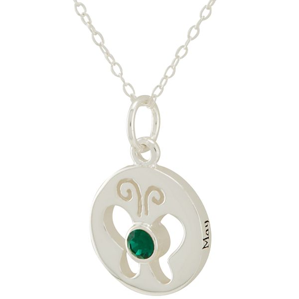 May Cubic Zirconia Birthstone Pendant In Sterling Silver
