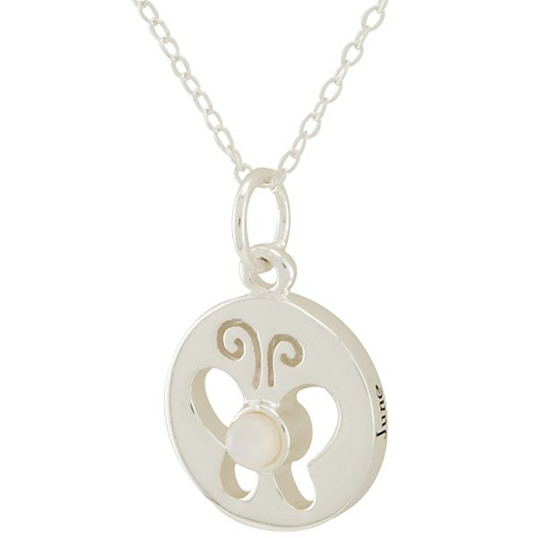 June Cubic Zirconia Birthstone Pendant In Sterling Silver