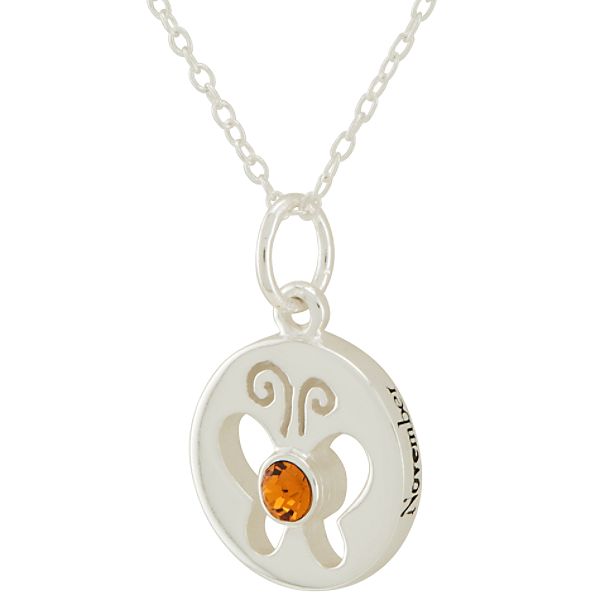 November Cubic Zirconia Birthstone Pendant In Sterling Silver