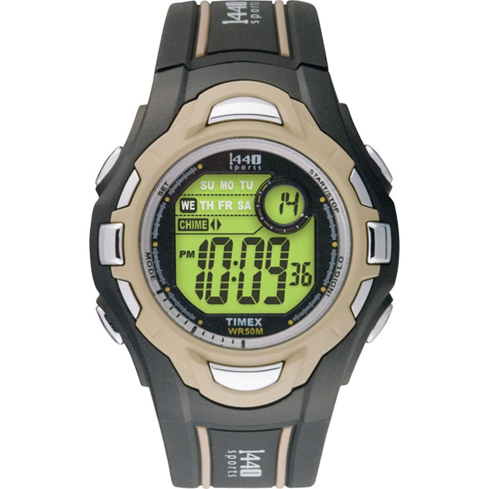 Timex Mens 1440 Online Exclusive Calendar Day Watch w/Digital Dial & Black Resin Band
