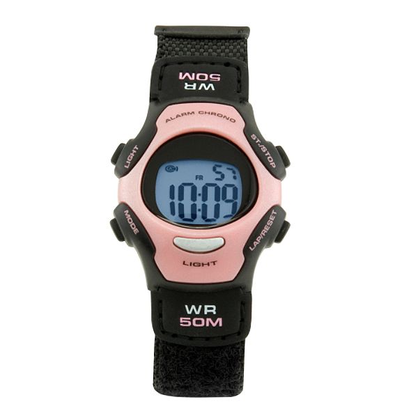 Ladies Calendar Day/date Faststrap Black/pink Digital Watch With