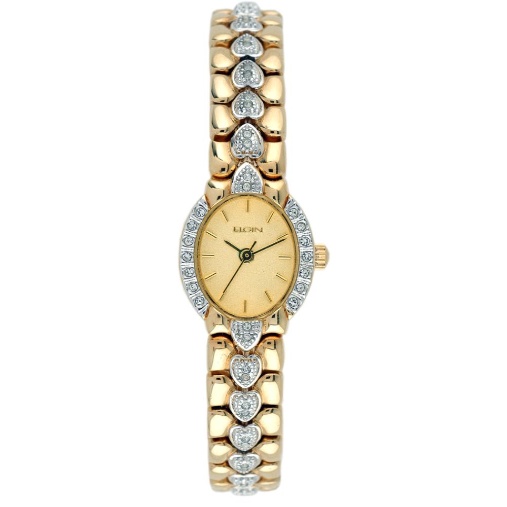 Elgin Ladies Gold Tone Oval Stone Case with Stone Detail Bracelet Watch at Kmart.com
