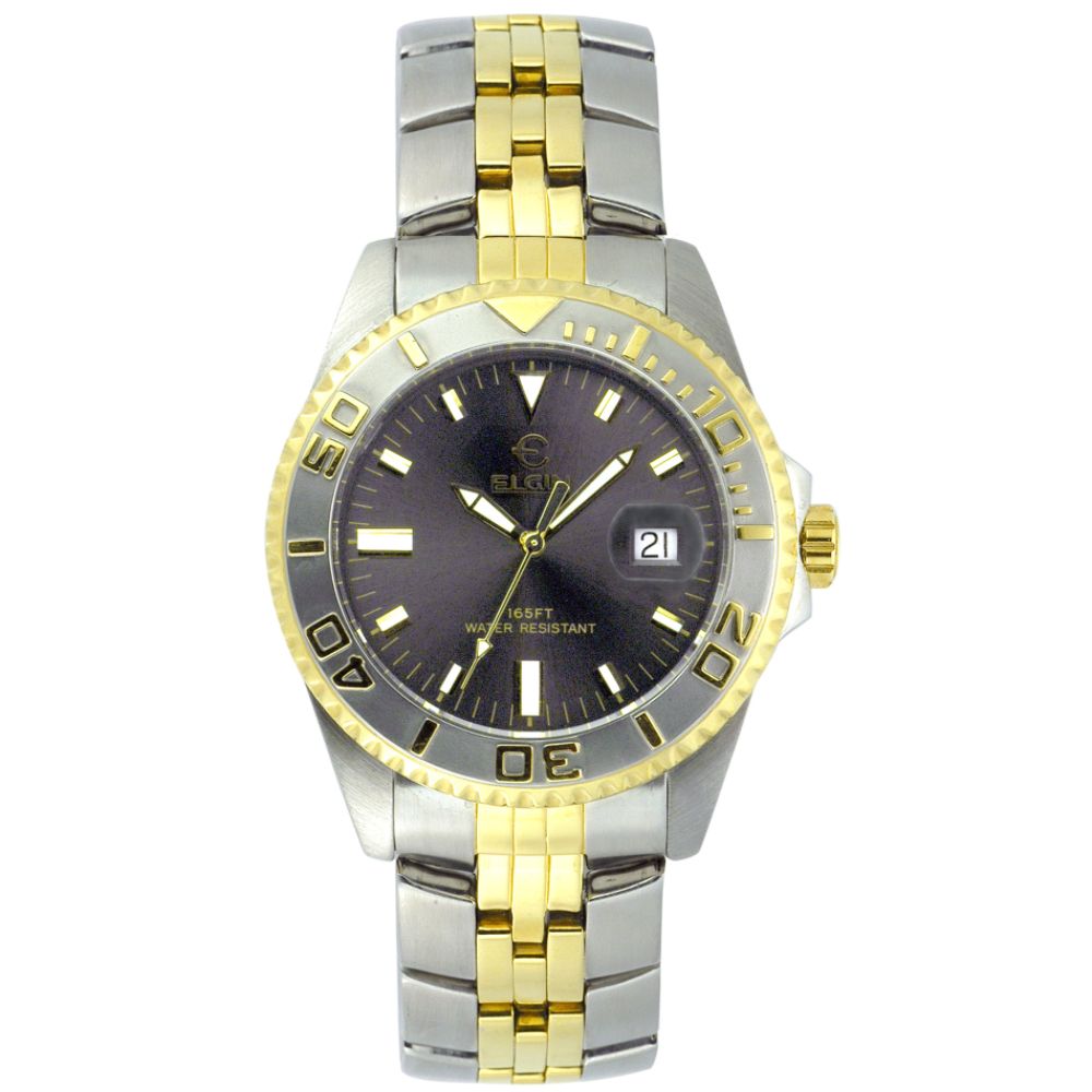 Elgin&nbsp; Mens Round Two Tone Case Watch