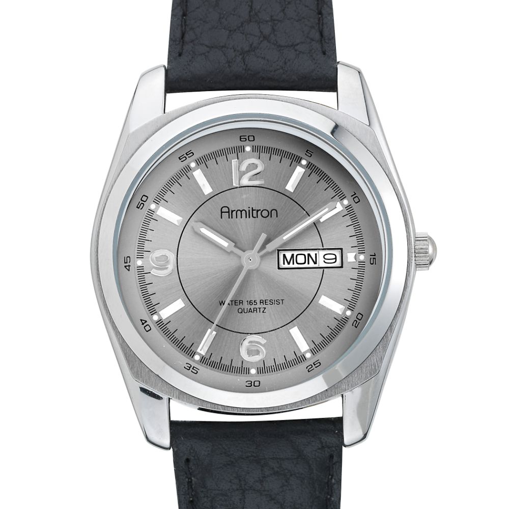 Armitron Mens Black Leather Dress Watch