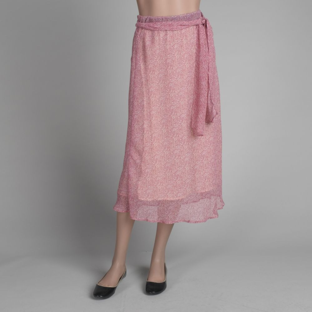 Jaclyn Smith Women's Herringbone Print Belted Bias Skirt