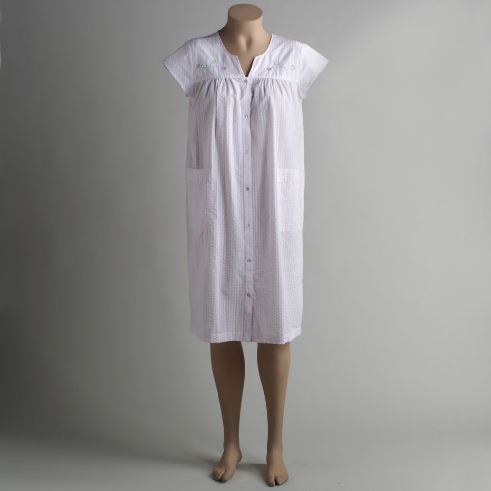 Pink K Women's Plus Flutter Sleeve Y Neck Seersucker Embroidered Duster at Kmart.com